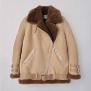 NWT Acne Studios Velocite Suede Sand/Hazelnut In Shearling Jacket Size 38